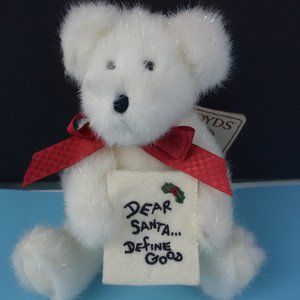 Boyds Bear "Dear Santa...Define Good" 8 inch Plush w Tag Excellent Condition!